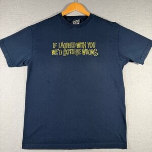 Top Heavy 2004 Vintage Sarcastic Graphic T-Shirt Navy Blue Mens Large 13096